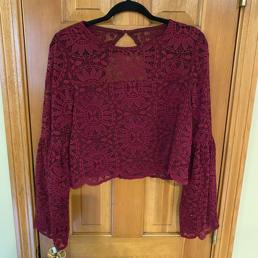 Maroon Lace Knit Top